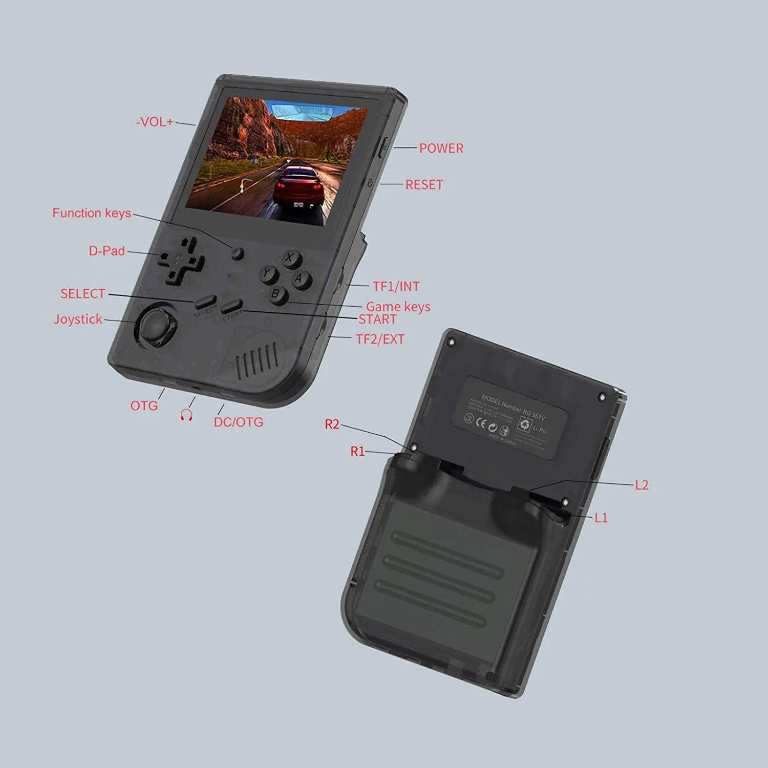 Handheld Game Console,RG351V Handheld Game Console Open Source System RK3326 Chip Retro Game Console with 10000 Classic Games 3.5-inch IPS Screen - 128 GB King Gaming