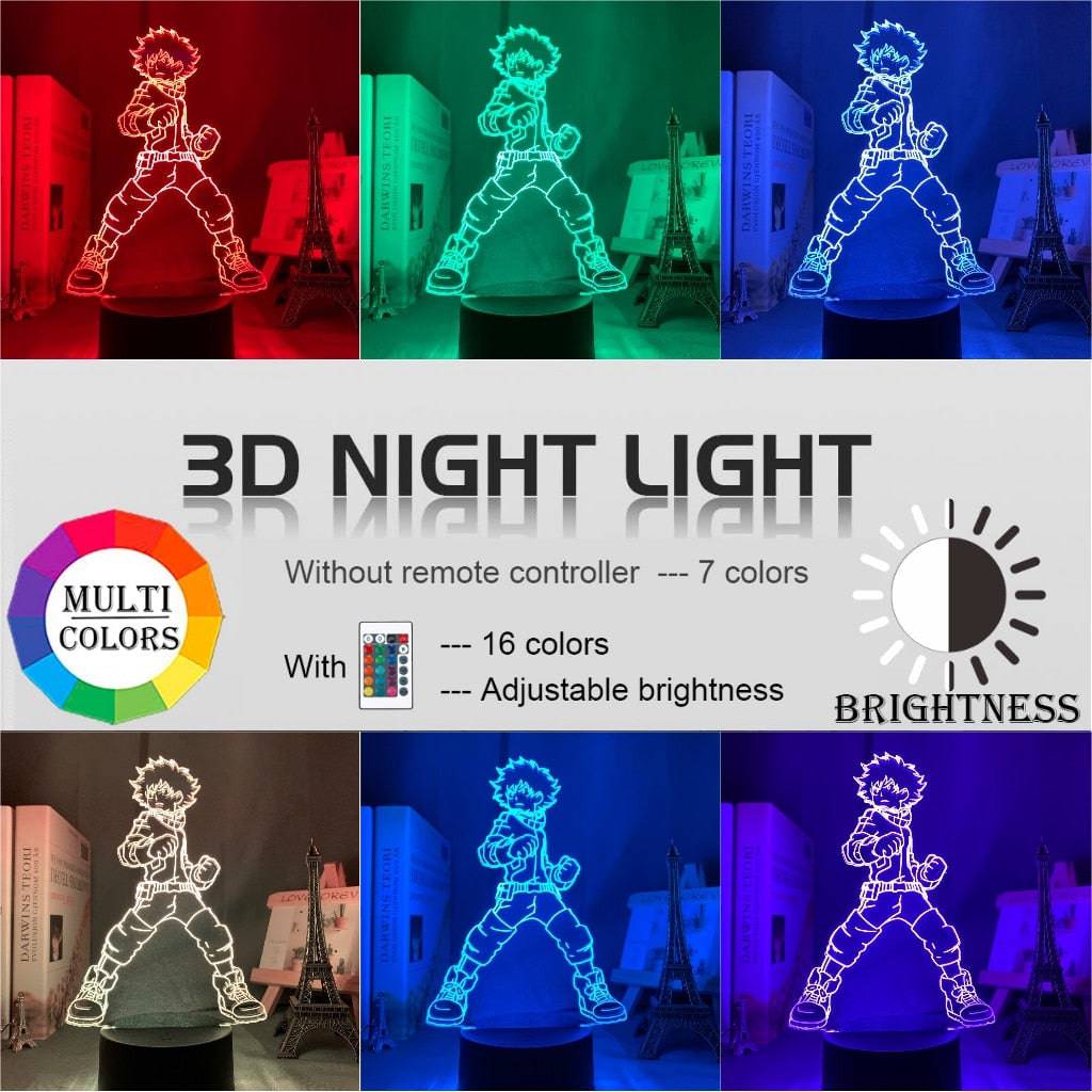 3D Lamp Izuku Midoriya Figure Kids Bedroom Nightlight Led Touch Sensor Room Lighting Anime My Hero Academia Gift Led Night Light King Gaming